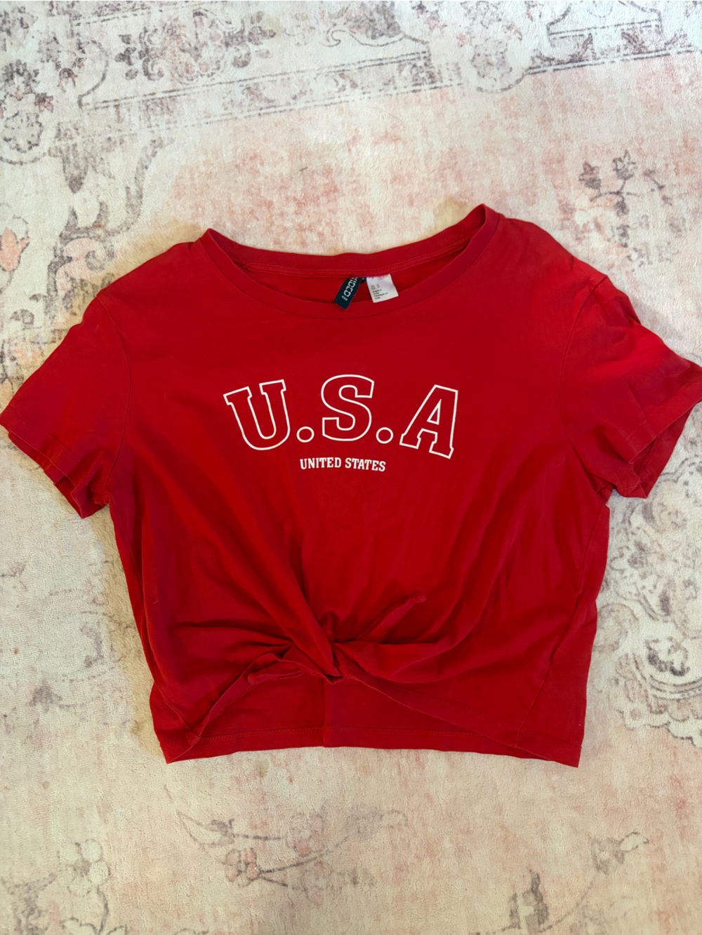 USA front tie crop top